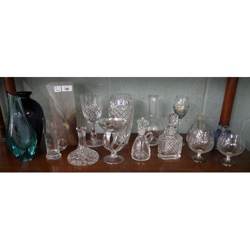 168 - Collection of glassware to include crystal and hallmarked silver stemmed glasses