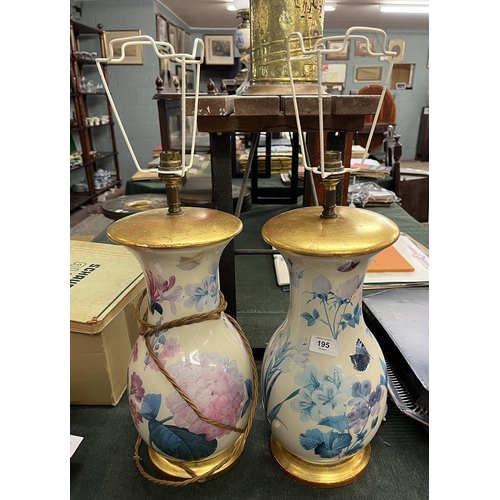 195 - Pair of gilt and ceramic table lamps