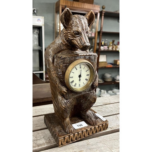 198 - Black Forest Bear mantel clock - Approx 30cm