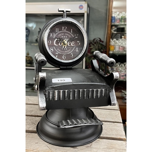 199 - Novelty clock in the form of a barbers chair