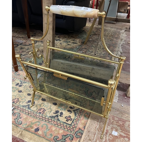 235 - Brass and glass magazine rack