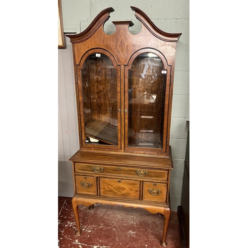 249 - Maple and Co. Edwardian mahogany inlaid glazed top bookcase - Approx W92cm D49cm H206cm