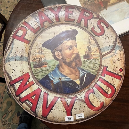 261 - Players Navy Cut metal sign -  - Approx diameter 60cm