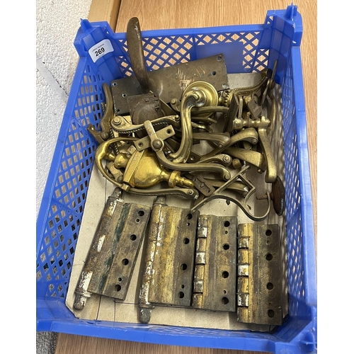 269 - Collection of brass hinges & window fittings