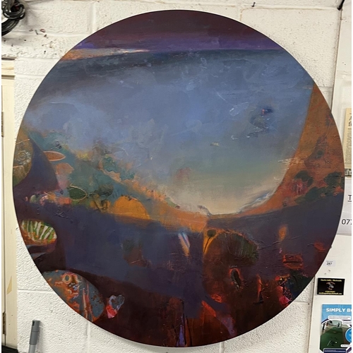 287 - Large Tondo acrylic on canvas - Blue Lias by Gerry Dudgeon 2000 - Approx diameter: 103cm