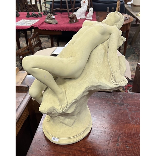 327 - Reclining nude bisque figure - Approx H: 40cm