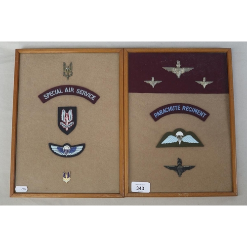 343 - 2 service displays - Parachute Regiment and Special Air Service