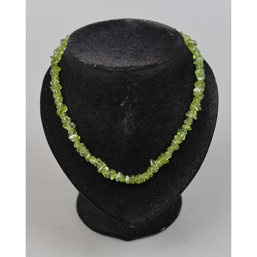 40 - Silver clasped peridot necklace