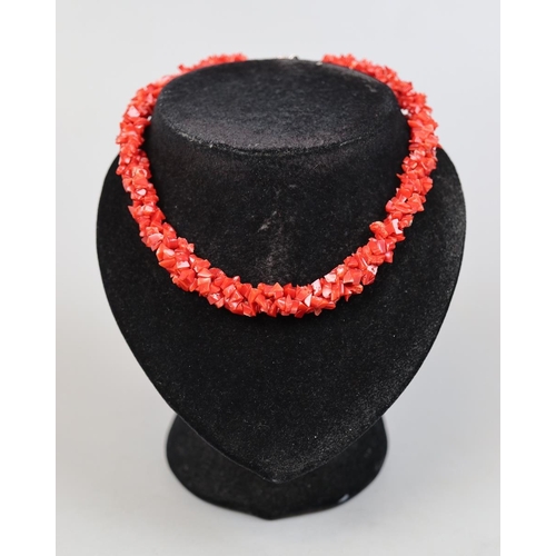 48 - Silver clasped coral necklace