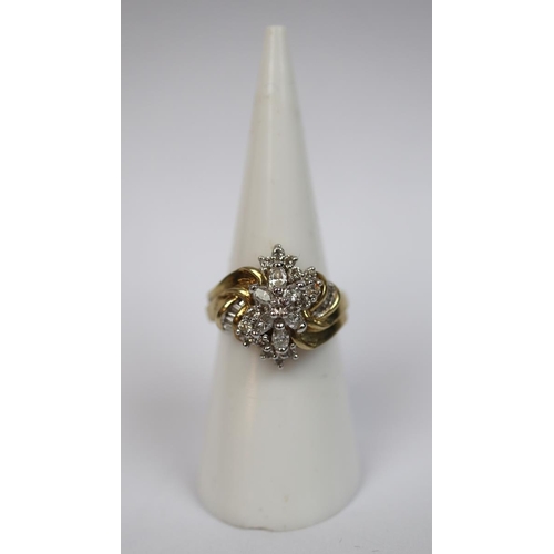 59 - 9ct gold diamond cluster ring - Size L