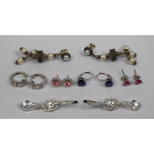 60 - Collection of silver & stone set earrings