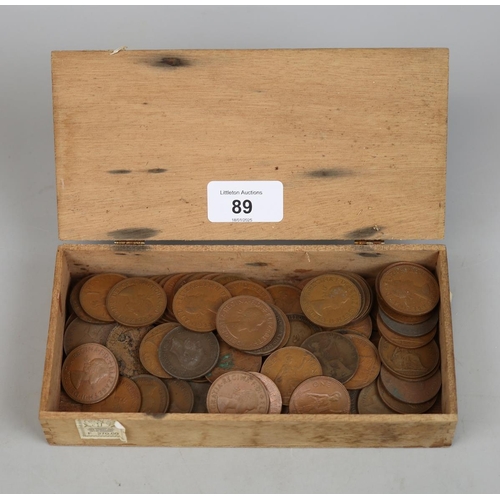 89 - Cigar box full of old pennies