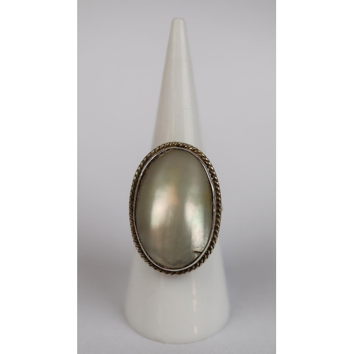 9 - Silver 1930's pearl set ring - Size M