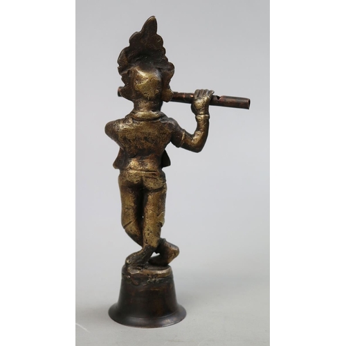 118 - Bronze statue of Krishna playing a flute - Approx H: 22