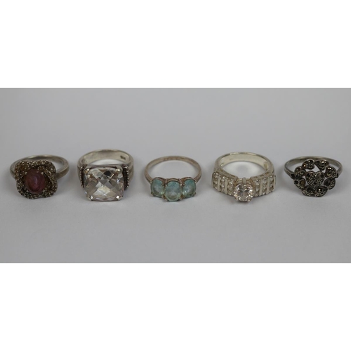 12 - 5 silver stone set rings