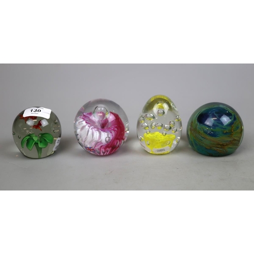 130 - Small collection of paperweights to include Murano bird