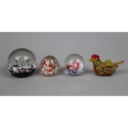 130 - Small collection of paperweights to include Murano bird