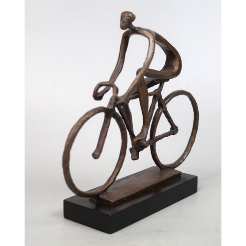 135 - Bronze sculpture of man riding bike - Approx H: 26cm