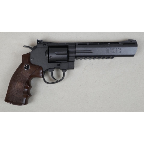 146 - Dan Wesson Co2 'Black Ops' colt revolver,4.5mm bb, including Ammo safe with spare cartridges and bbs... 