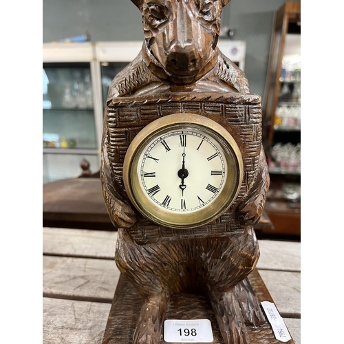 198 - Black Forest Bear mantel clock - Approx 30cm