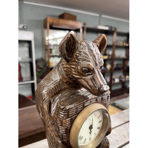 198 - Black Forest Bear mantel clock - Approx 30cm