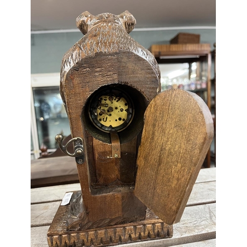 198 - Black Forest Bear mantel clock - Approx 30cm