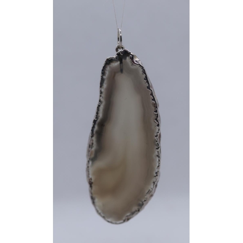 20 - 2 silver mounted agate pendants