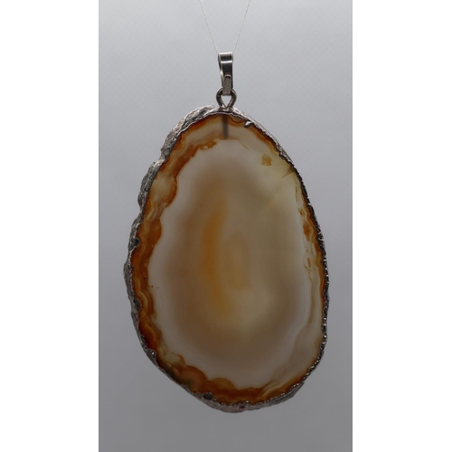 20 - 2 silver mounted agate pendants