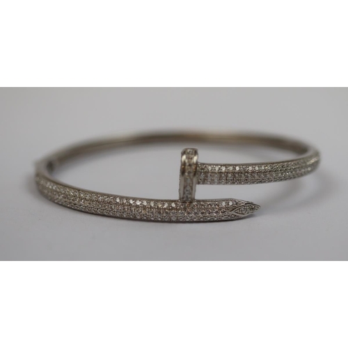 22 - Silver stone set bangle