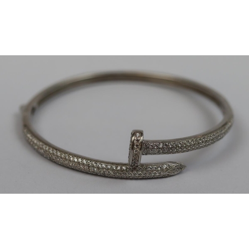 22 - Silver stone set bangle