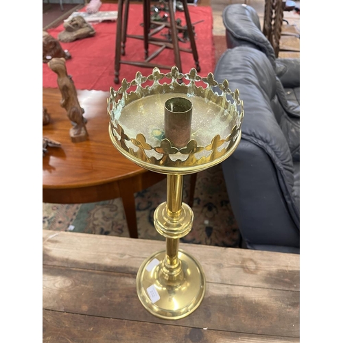 232 - Large brass candlestick - Approx height: 57cm