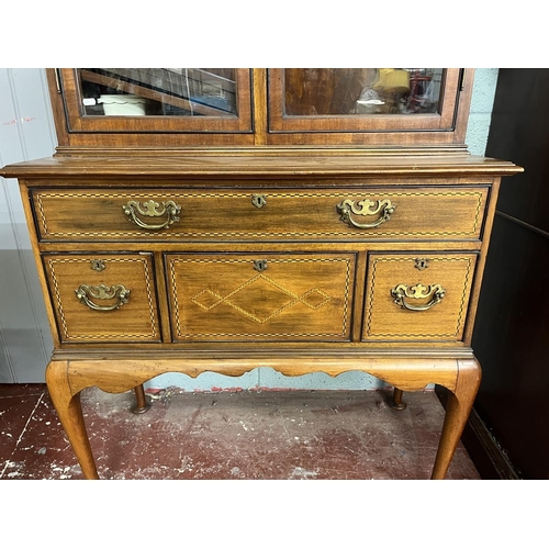 249 - Maple and Co. Edwardian mahogany inlaid glazed top bookcase - Approx W92cm D49cm H206cm