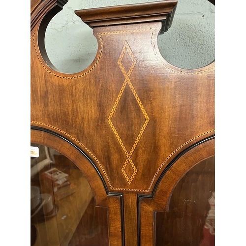 249 - Maple and Co. Edwardian mahogany inlaid glazed top bookcase - Approx W92cm D49cm H206cm