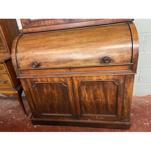 250 - Large Victorian cylinder bookcase - Approx W: 120cm D: 59cm H: 231cm