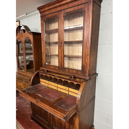 250 - Large Victorian cylinder bookcase - Approx W: 120cm D: 59cm H: 231cm