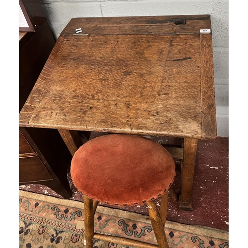 257 - School desk together with stool