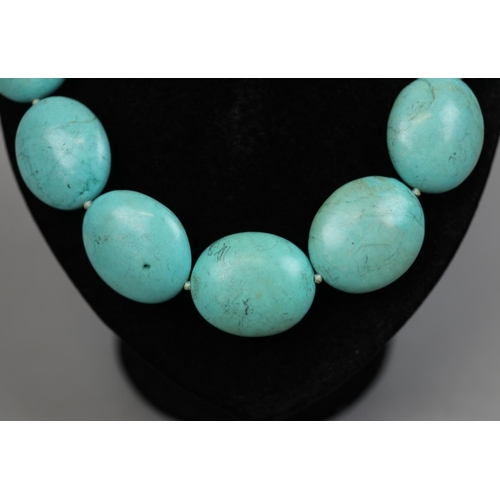 30 - Silver clasped turquoise necklace