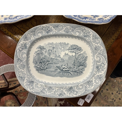 324 - Pair of antique Benjamin and Sampson serving dishes together with large Staffordshire serving plate