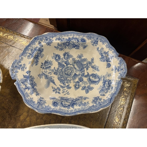 324 - Pair of antique Benjamin and Sampson serving dishes together with large Staffordshire serving plate