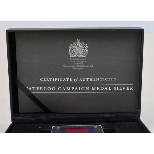 342 - Silver Waterloo campaign medal in case with COA