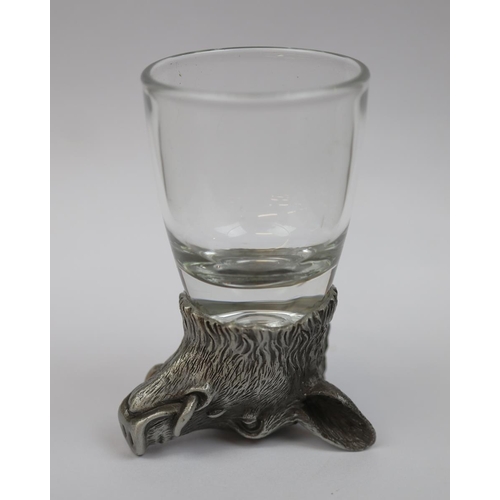 344 - Set of 4 cased stirrup cups in the form of boars