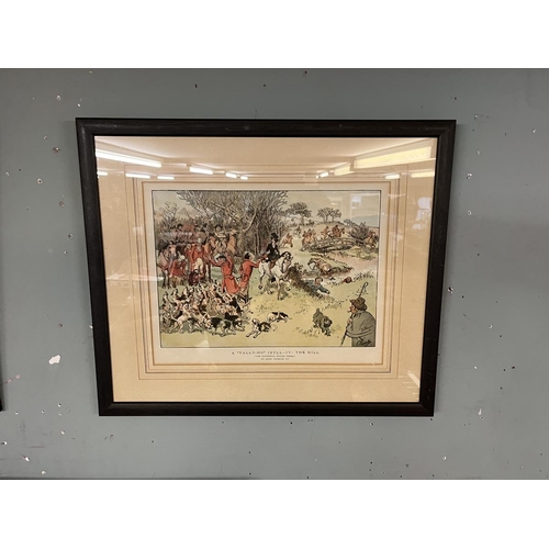 366 - Set of 5 framed & glazed coloured hunting prints - Hugh Thomson 'Tally-Ho' Idyll