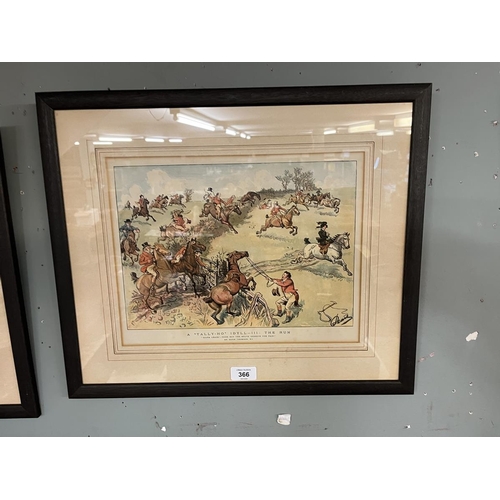 366 - Set of 5 framed & glazed coloured hunting prints - Hugh Thomson 'Tally-Ho' Idyll