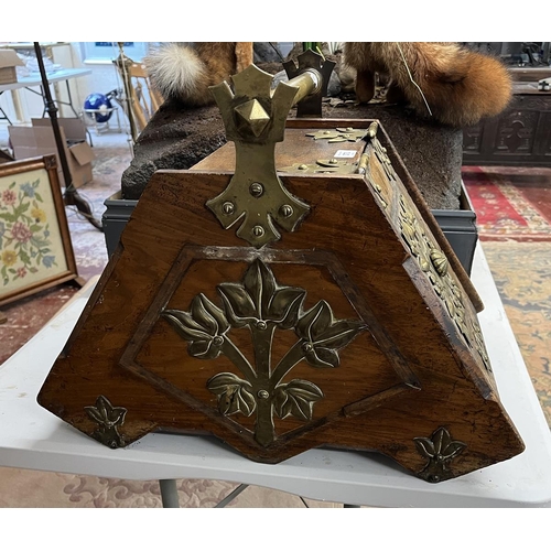 373 - Late Victorian walnut and brass mounted coal scuttle