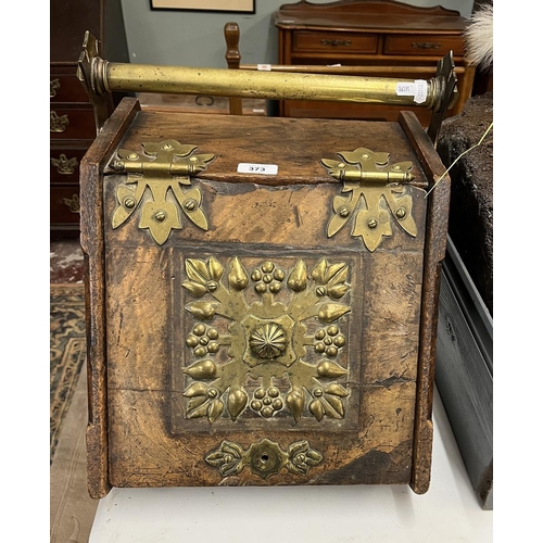 373 - Late Victorian walnut and brass mounted coal scuttle