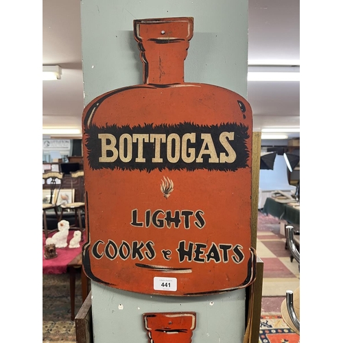 441 - 2 Vintage Bottogas sign - Approx: 19cm x 44cm