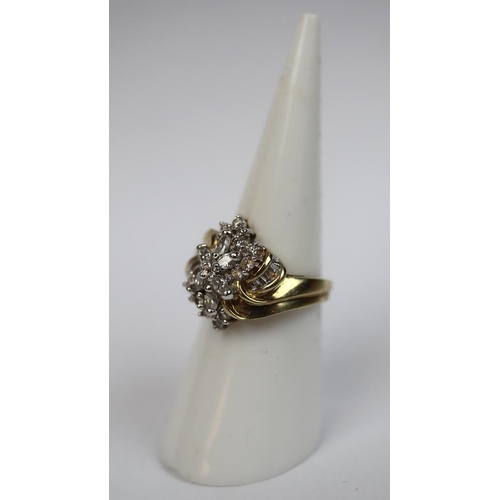 59 - 9ct gold diamond cluster ring - Size L