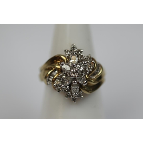 59 - 9ct gold diamond cluster ring - Size L