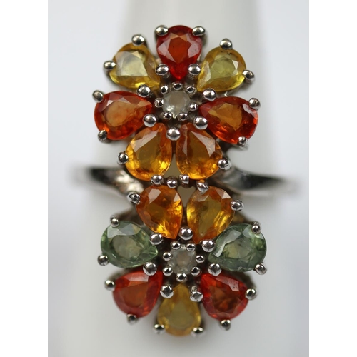 68 - Silver gemstone set ring - Size R