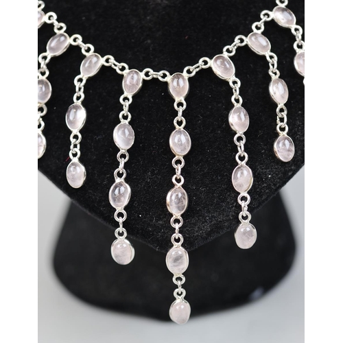 74 - Silver moonstone set necklace